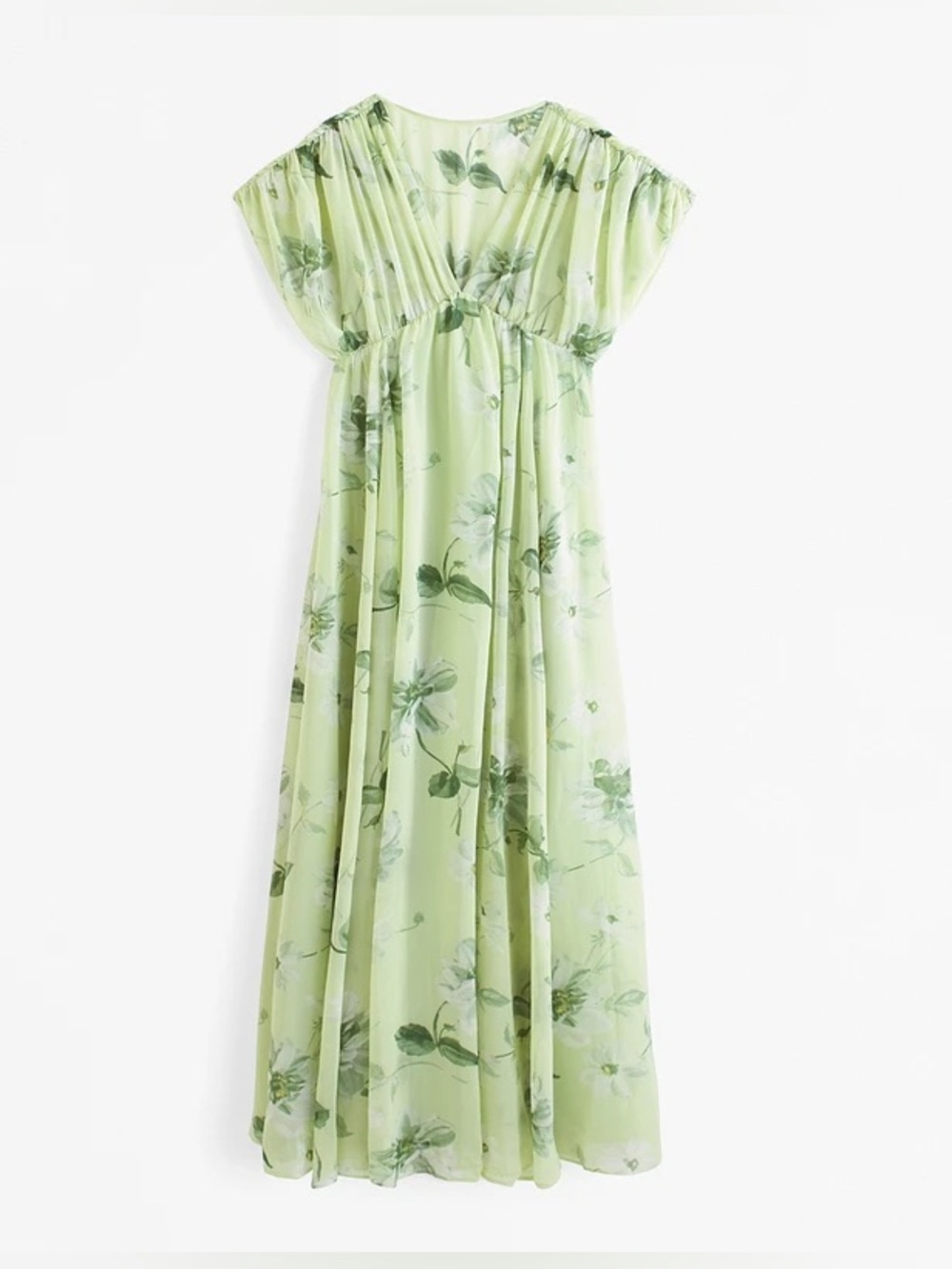 Abercrombie & Fitch Green Floral Dolman Sleeve Flowy Maxi Dress Medium NWT